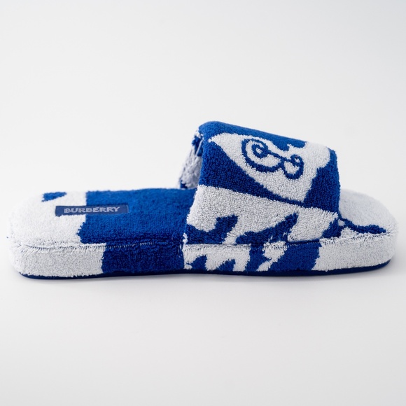 size 42eu 9us Burberry Snug Towelling Finish Slide Slippers Knight Blue - Picture 7 of 15